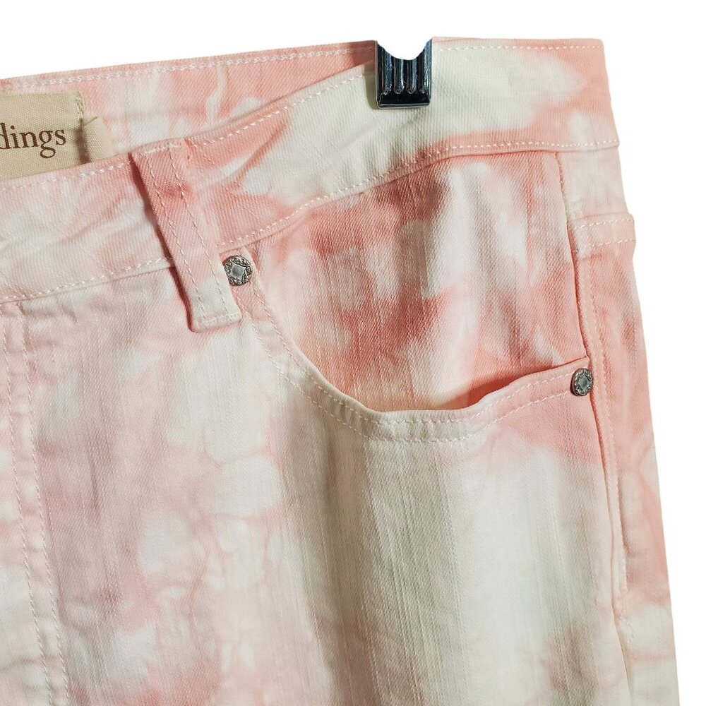 Soft Surroundings Size 14 Jeans Tie Dye Pants Boho Skinny Pink White - Picture 4 of 11